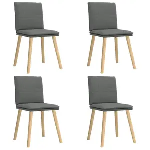 Ēdamistabas/restorāna krēsls VidaXL 3315626, pelēka auduma apdare, metāla rāmis, putuplasta sēdeklis, gumijkoka kājas, nestspēja 110 kg, 6 gab.