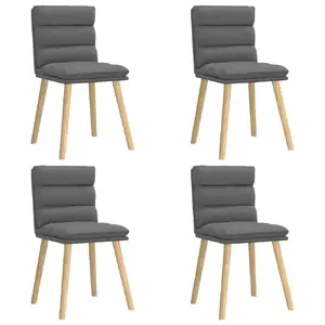 Dining/restaurant chair VidaXL 3315394, foam seat, metal frame, polyester upholstery, grey, set of 4, max load 110 kg