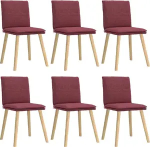 Ēdamistabas krēsli VidaXL modelis 3315628, komplekts 6 gab., apšuvums no auduma, vīna sarkanā