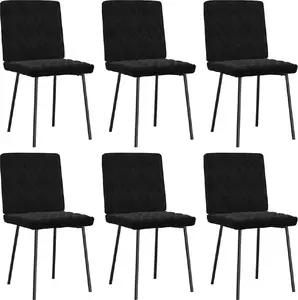 Ēdamistabas krēsli komplekts, VidaXL 6 gab., melna samta apdare, modelis 3315479
