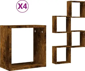Настенные полки VidaXL Cube набор 4 шт., цвет дымчатый дуб, модель 815880