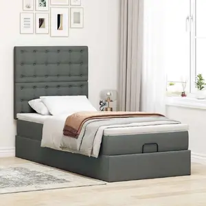 Bed VidaXL 3313176 with 280 kg capacity, for mattress 180x200 cm, fabric upholstery