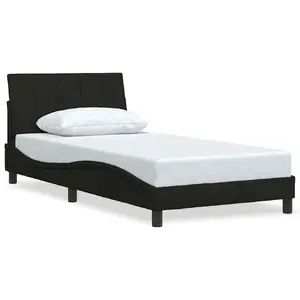 Каркас кровати VidaXL 3310372, обитая тканью чёрная, для матраса 100×200 см, ширина 105×218 см, высота 74,5 см