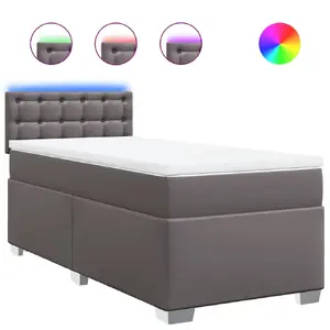 Кровать VidaXL 3288422 с матрасом 140 x 190 см, серая экокожа