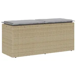 Скамейка уличная VidaXL 4104148 из ротанга и стали, светло-серая, нагрузка до 110 кг