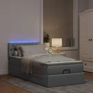 Кровать-оттоман с матрасом VidaXL 90x200 см светло-серая ткань