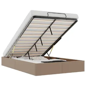Bed frame VidaXL 3310798, for 120x200 cm mattress, maximum load 280 kg, faux leather cappuccino