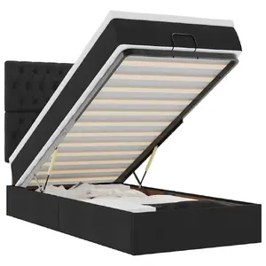 Кровать VidaXL 3314060 с матрасом 90x203 см, нагрузка до 140 кг, обивка из ткани