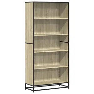 Книжный шкаф VidaXL 3300856 с 5 полками, дубовый декор, металлический каркас