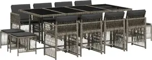 Garden furniture set 13-piece with cushions VidaXL — grey PE rattan