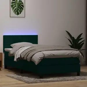 Континентальная кровать с матрасом VidaXL модель 3316908 темно-зеленый бархат 80x220 см