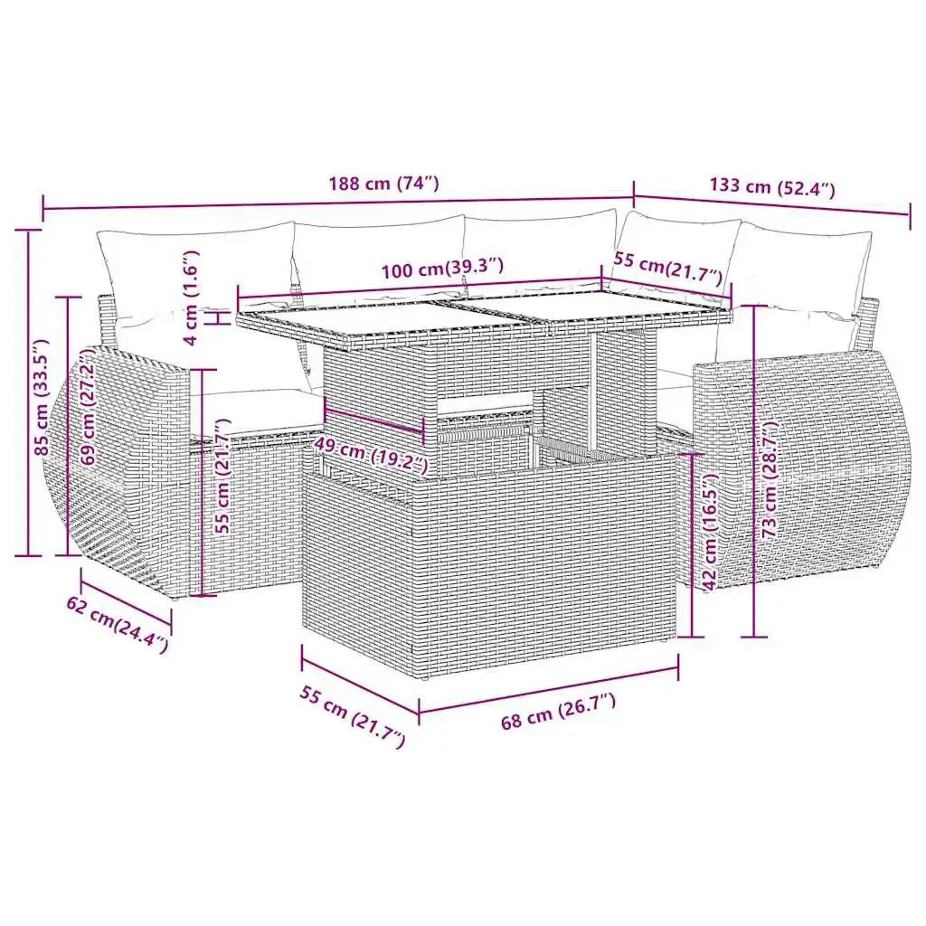 VidaXL 3326634 — 5 daļu āra mēbeļu komplekts Photo 14