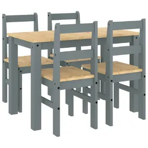 Virtuves/ēdamistabas mēbeļu komplekts VidaXL 3345171 — 5 daļu priedes koka komplekts, pelēks