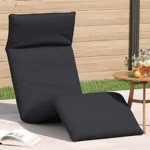 Salokāms sauļošanās krēsls VidaXL modelis 4019753 ar Oxford audumu, melns, 175x54x8,5 cm