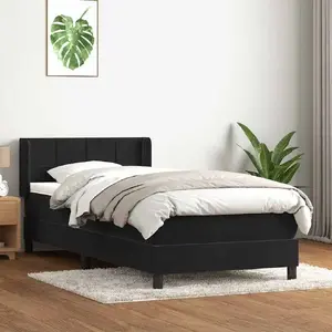 Континентальная кровать с матрасом VidaXL 90x210 см, чёрный бархат