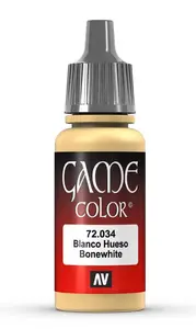 Akrila krāsa VALLEJO Bone White, pudelīte ar dozatoru, 17 ml, krāsa Bone White