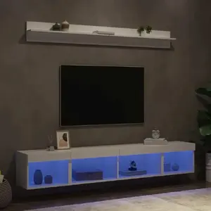 VidaXL 5 daļu TV mēbeļu komplekts ar LED apgaismojumu, balts (modelis 3216682)