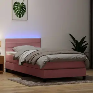 Континентальная кровать с матрасом и подсветкой LED VidaXL модель 3317006, розовая, 80x220 см