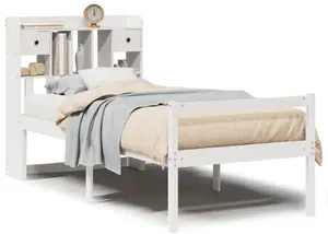 Кровать с полкой VidaXL Lumarko (модель 3322040) — каркас из сосны, белая, без матраса, для матраса 75×190 см