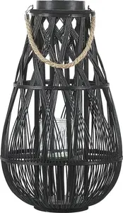 Wooden Lantern Beliani TONGA 56 cm, black — outdoor decorative lamp