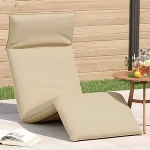 Salokāmais atpūtas krēsls VidaXL modelis 4019749 ar bēša krāsas Oxford audumu (175×54×8,5 cm)
