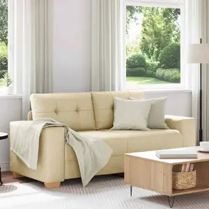 Divvietīgs dīvāns VidaXL modelis 4105085, krēmkrāsas auduma apdare, sēdvietas platums 140 cm