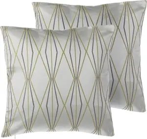 Decorative cushion set Beliani FENNEL — 2 pieces, diamond pattern, 45 x 45 cm, grey
