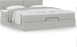 Gultas rāmis ar otomānu un matraci VidaXL 180x200 cm, pelēks samts