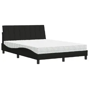 Gulta VidaXL 3310547 ar auduma rāmi un galvgali, melna, paredzēta 180x200 cm matracim