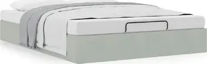 Рама кровати-оттоман без матраса VidaXL 3310967, обивка бархат, серая, для матраса 140x200 см