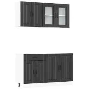 Virtuves/ēdamistabas uzglabāšanas skapju komplekts VidaXL 3314862 — 4 daļas, melns