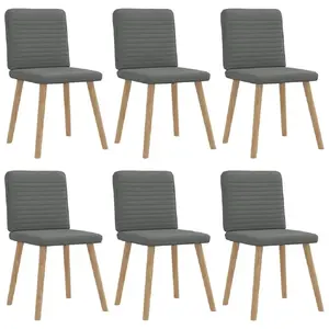 Dining chair VidaXL 3315515, grey, foam/metal/polyester/polywood/rubberwood, max load 110 kg, pack of 6