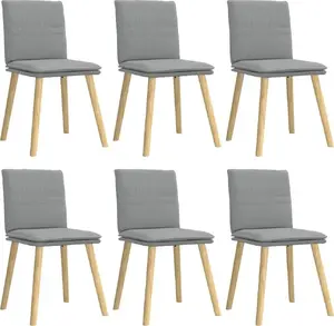 Dining chairs Tectake set of 6, light grey, fabric-upholstered, model 3315625
