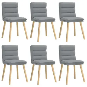 Dining/restaurant chair Tectake 3315663 – upholstered grey fabric, foam seat, metal frame, polywood seat base, rubberwood legs, capacity 110 kg, pack of 6