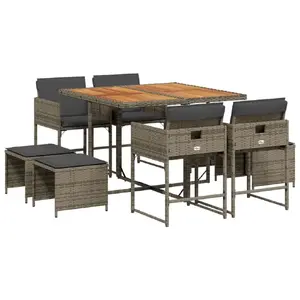 Outdoor furniture set VidaXL 3211322 — 9-piece rattan PE garden seating with cushions