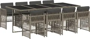 Garden furniture set 9-piece with cushions VidaXL — grey PE rattan