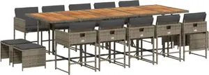 15-piece garden furniture set with cushions VidaXL — grey PE rattan, outdoor seating and table set