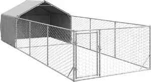 Āra suņu voljers ar pastaigu VidaXL modelis 3329237 — cinkots tērauds, 7 x 2 x 1,5 m