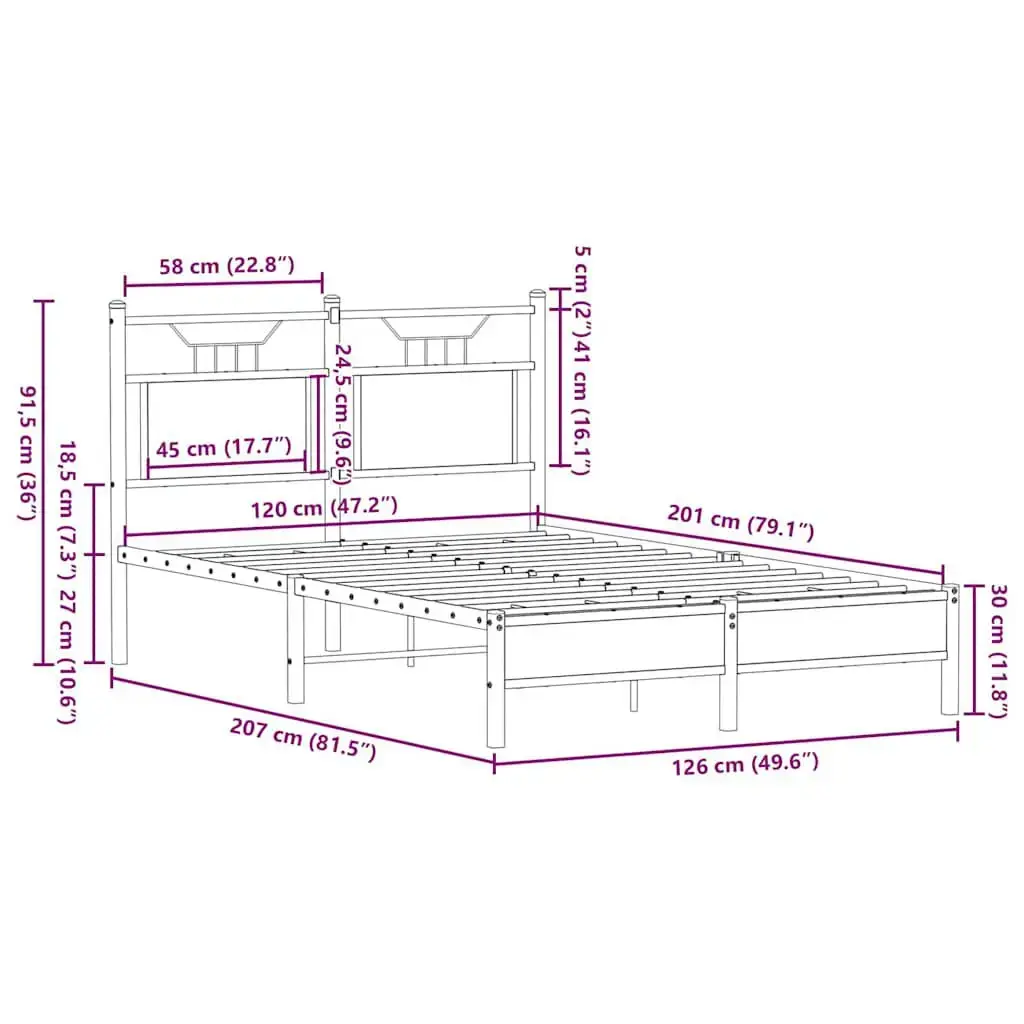 Каркас кровати VidaXL 4106888 дуб для 120x200 см Photo 10