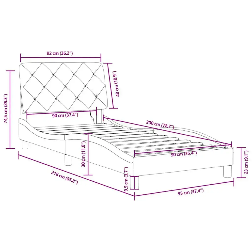 Каркас кровати VidaXL 3213836 — розовый, LED, 90x200 см Photo 15