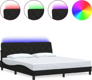 Каркас кровати с LED-подсветкой VidaXL 3310687 чёрный для матраса 180x200 см — без матраса