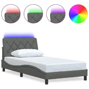 Gultas rāmis VidaXL 3310651, pelēks audums, paredzēts 100x200 cm matracim, rāmis 105x218 cm, augstums 74,5 cm