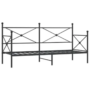 Диван-кровать VidaXL 4104668 — стальной каркас, чёрный, под матрас 90×200 см