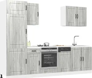 Kitchen cabinet set VidaXL Kalmar 7-piece, Sonoma oak gray finish, modular wall and base cabinets