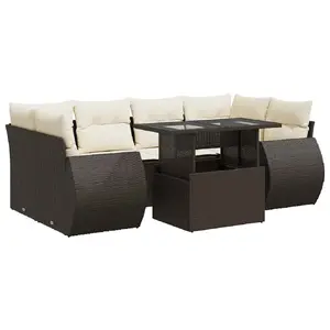 Набор уличной мебели VidaXL 3326594 — 7 предметов с подушками, коричневый