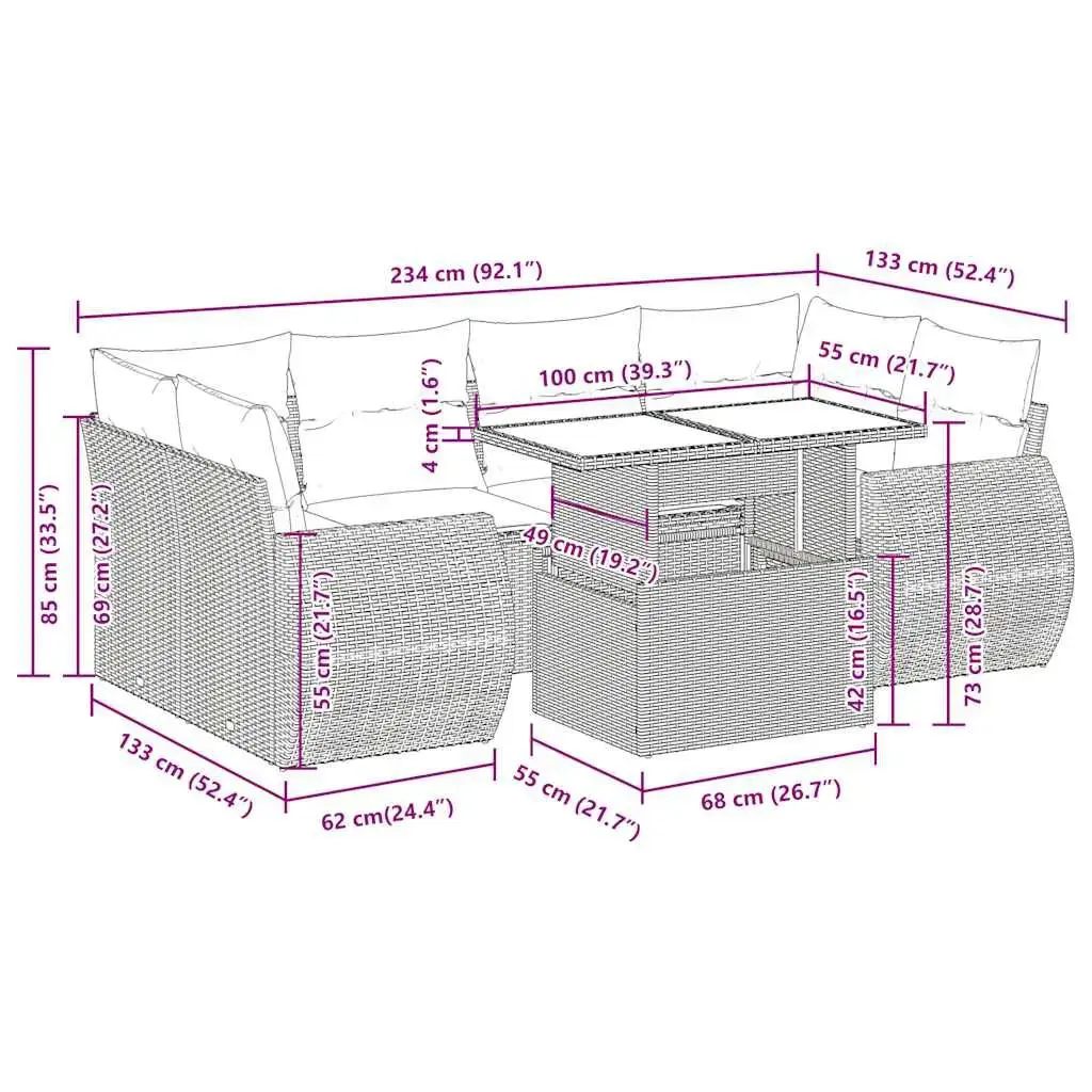 VidaXL уличный набор мебели 3326594 — 7 предметов Photo 14