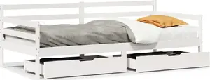 Дневная кровать с ящиками VidaXL 90x200 см, сосновое дерево, белая