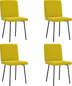 Dining Chairs set VidaXL 3315263 – 4-piece yellow velvet upholstered chairs, modern dining seating