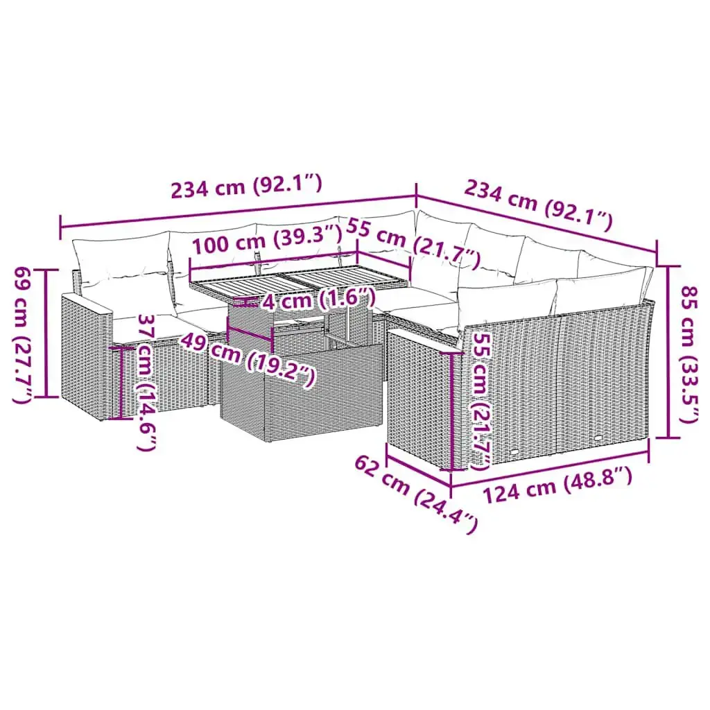 VidaXL 3327467 9-предметный набор для улицы Photo 14