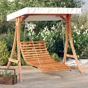 Swing with Canopy VidaXL model 3200625, solid spruce wood in teak color